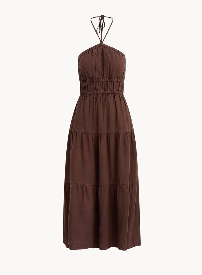 Gathered Halter Midi Dress 8211 Cocoa Cabana Women Bella Dahl Midi Dresses