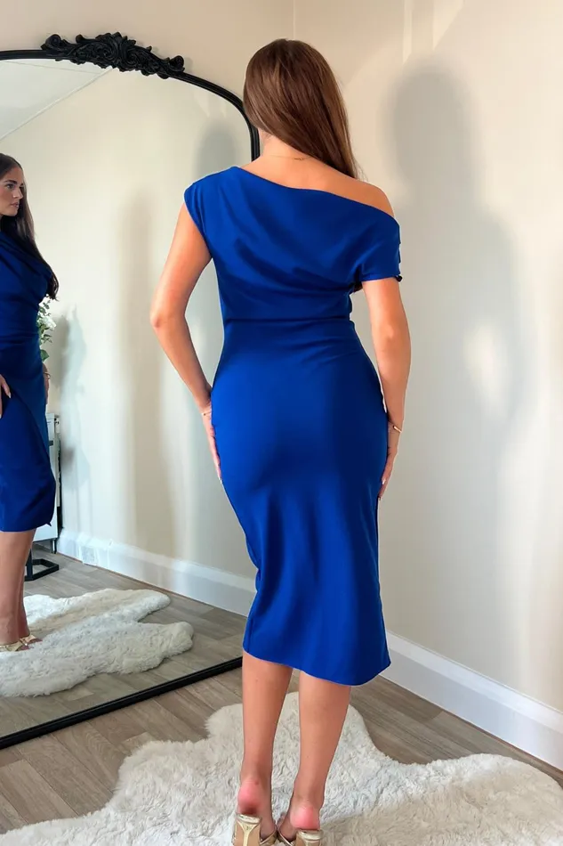 Girl In Mind Bodycon Dresses Ariana Asymmetric Midi Dress Royal Blue 8211 Women