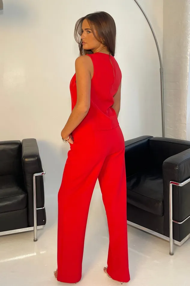 Girl In Mind CoOrds Bobbi Tailored Waistcoat Red 8211 Women