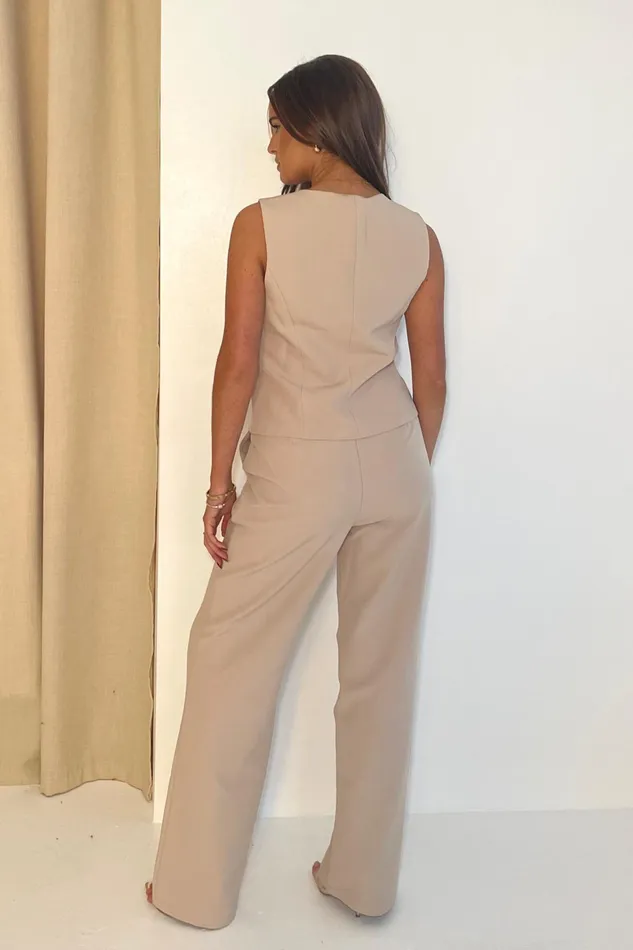 Girl In Mind CoOrds Bobbi Tailored Waistcoat Stone 8211 Women