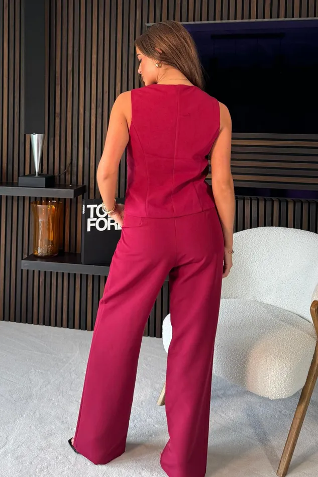 Girl In Mind CoOrds Bobbi Tailored Waistcoat Wine 8211 Women
