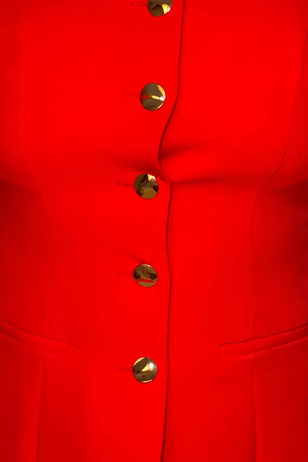 Girl In Mind CoOrds Jamie Square Neckline Waistcoat Red 8211 Women