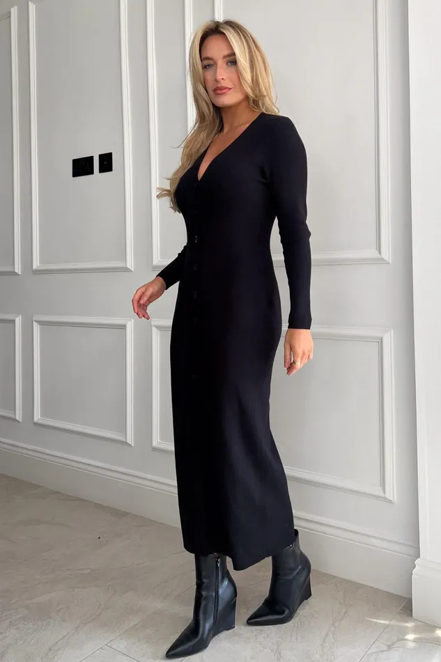 Girl In Mind Knitwear Alina Longline Cardigan Dress Black 8211 Women