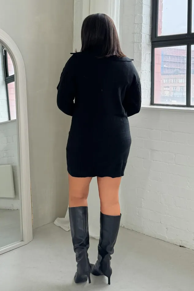 Girl In Mind Knitwear Hayes 14 Zip Black Cable Knit Jumper Dress 8211 Women Girl In Mind Knitwear Hayes 14 Zip Black Cable Knit Jumper Dress 8211 Women