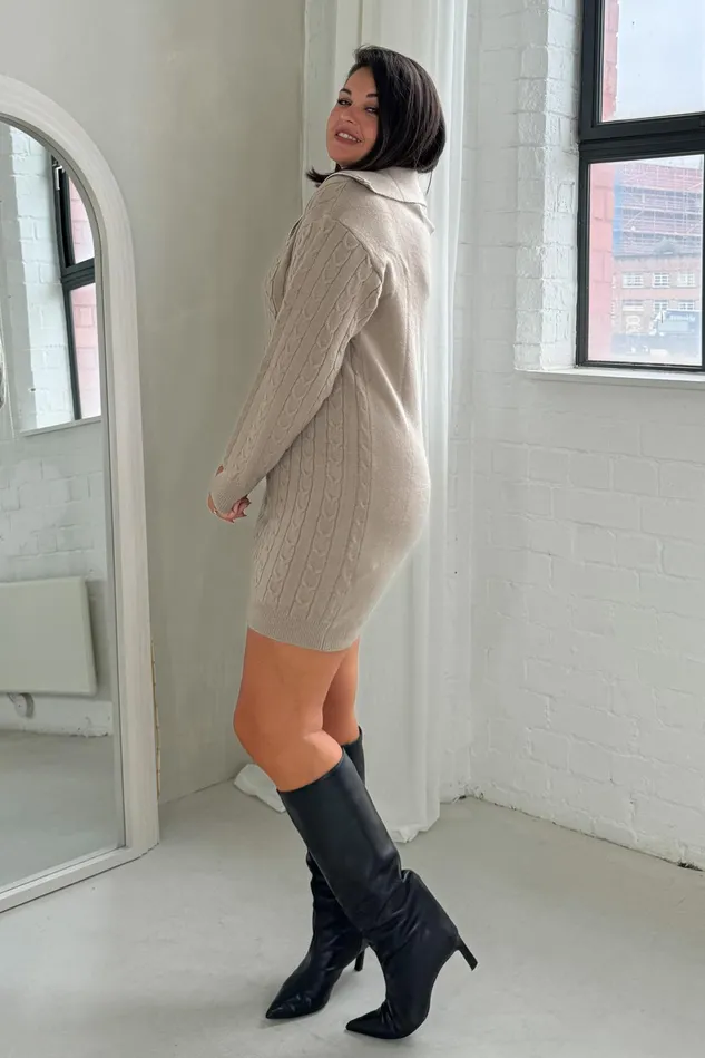 Girl In Mind Knitwear Hayes 14 Zip Camel Cable Knit Jumper Dress 8211 Women Girl In Mind Knitwear Hayes 14 Zip Camel Cable Knit Jumper Dress 8211 Women