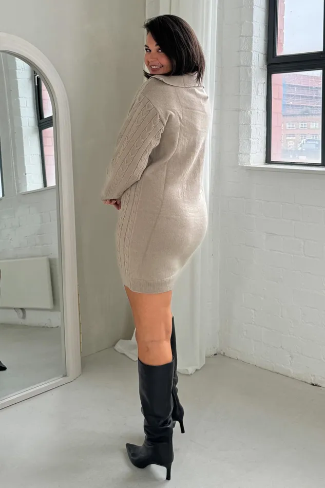 Girl In Mind Knitwear Hayes 14 Zip Camel Cable Knit Jumper Dress 8211 Women Girl In Mind Knitwear Hayes 14 Zip Camel Cable Knit Jumper Dress 8211 Women