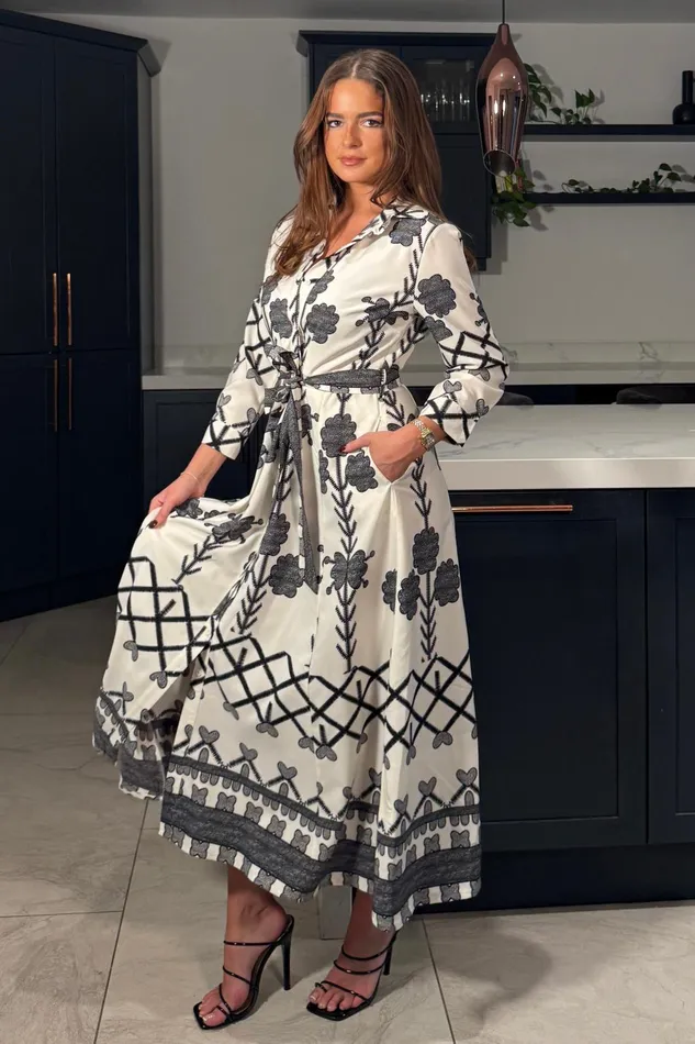Girl In Mind Maxi Dresses Angela Black Floral Shirt Maxi Dress 8211 Women