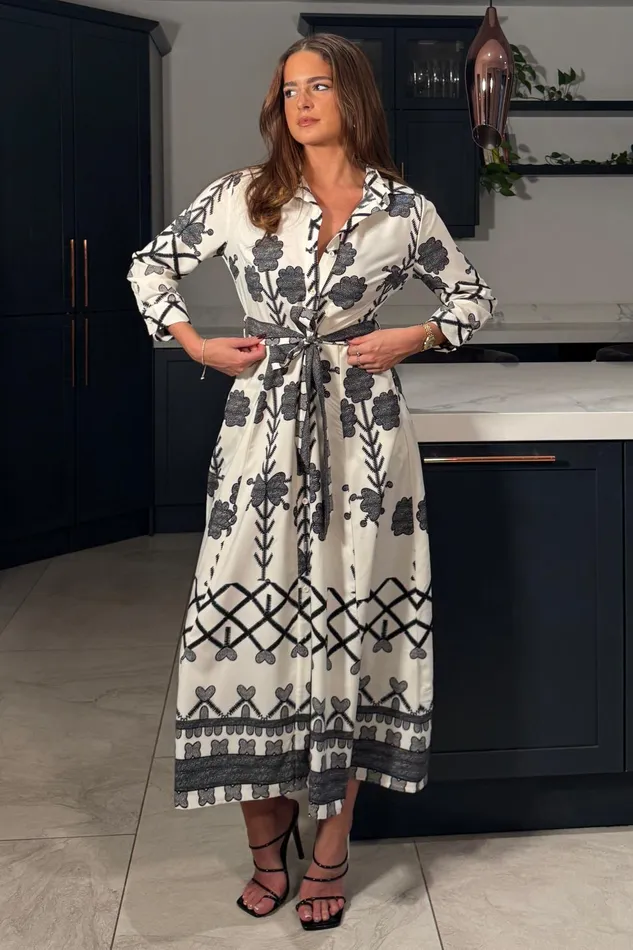 Girl In Mind Maxi Dresses Angela Black Floral Shirt Maxi Dress 8211 Women