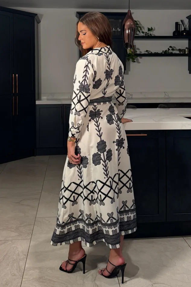 Girl In Mind Maxi Dresses Angela Black Floral Shirt Maxi Dress 8211 Women