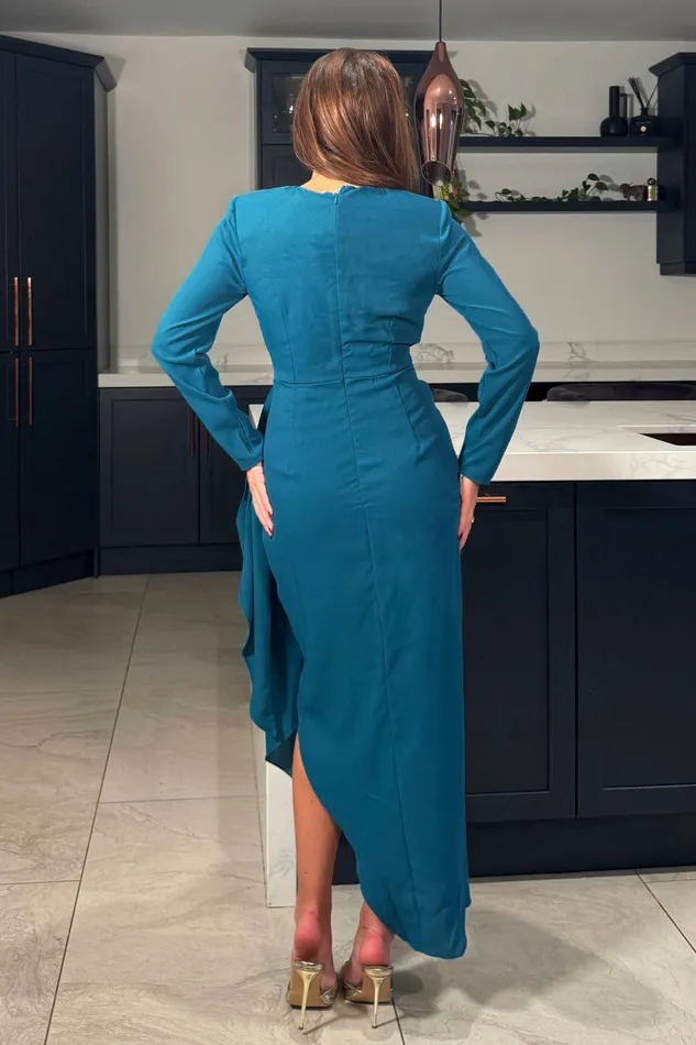 Girl In Mind Maxi Dresses Bria Teal Wrap Maxi Dress 8211 Women