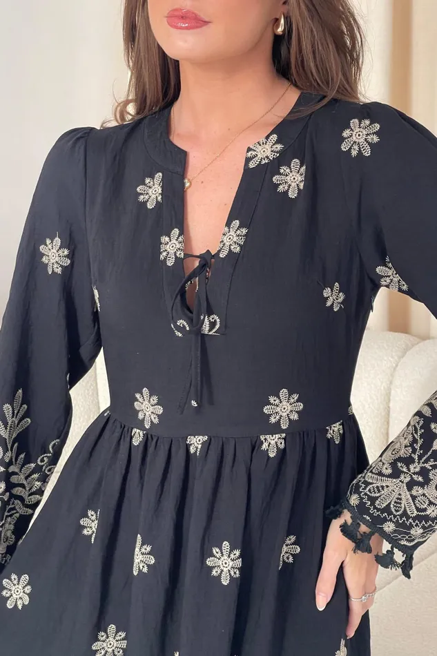 Girl In Mind Maxi Dresses Enid Embroidered Maxi Dress Black 8211 Women