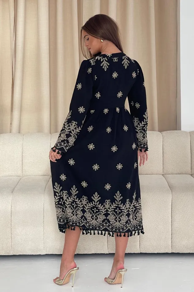 Girl In Mind Maxi Dresses Enid Embroidered Maxi Dress Black 8211 Women