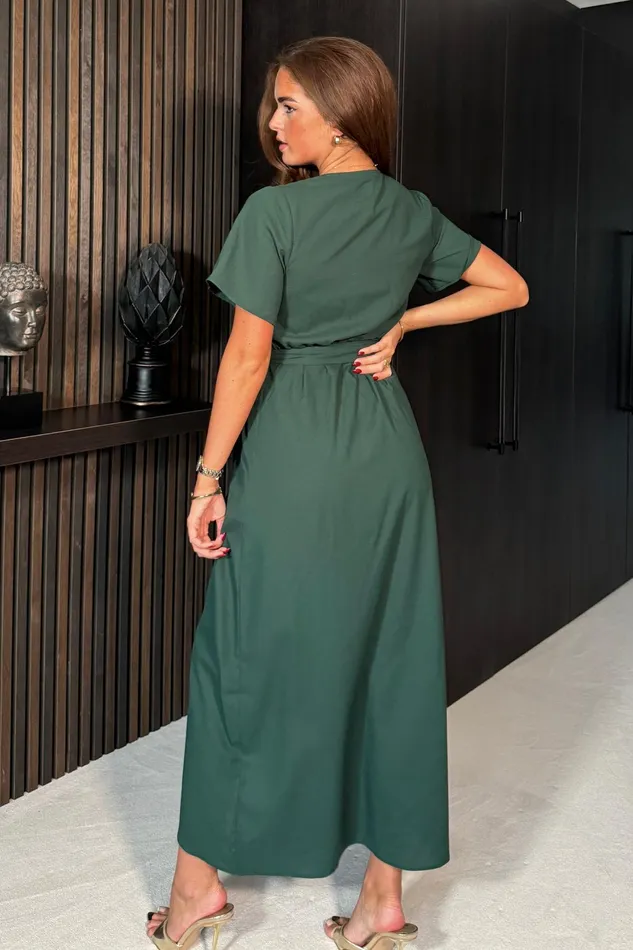 Girl In Mind Maxi Dresses Farrah Split Hem Frill Detail Maxi Dress Dark Green 8211 Women