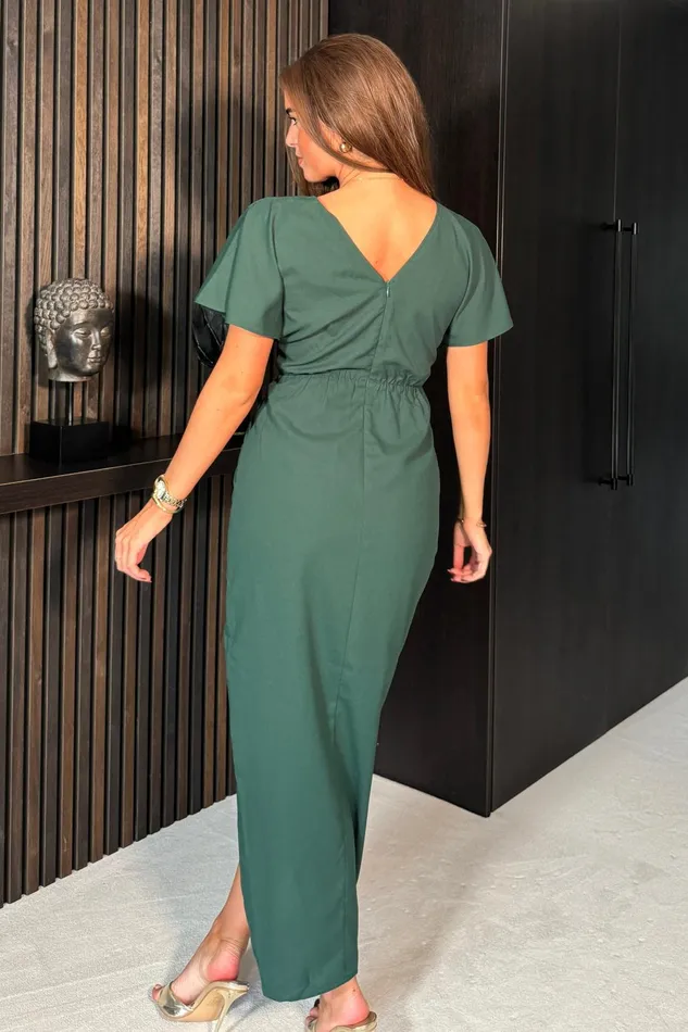 Girl In Mind Maxi Dresses Preslee Wrap Over Maxi Dress In Dark Green 8211 Women