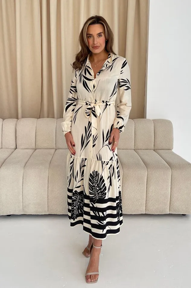Girl In Mind Maxi Dresses Tiana Mono Print Tiered Maxi Shirt Dress 8211 Women
