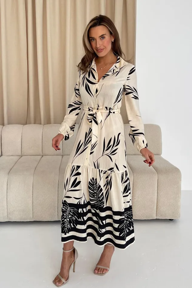 Girl In Mind Maxi Dresses Tiana Mono Print Tiered Maxi Shirt Dress 8211 Women