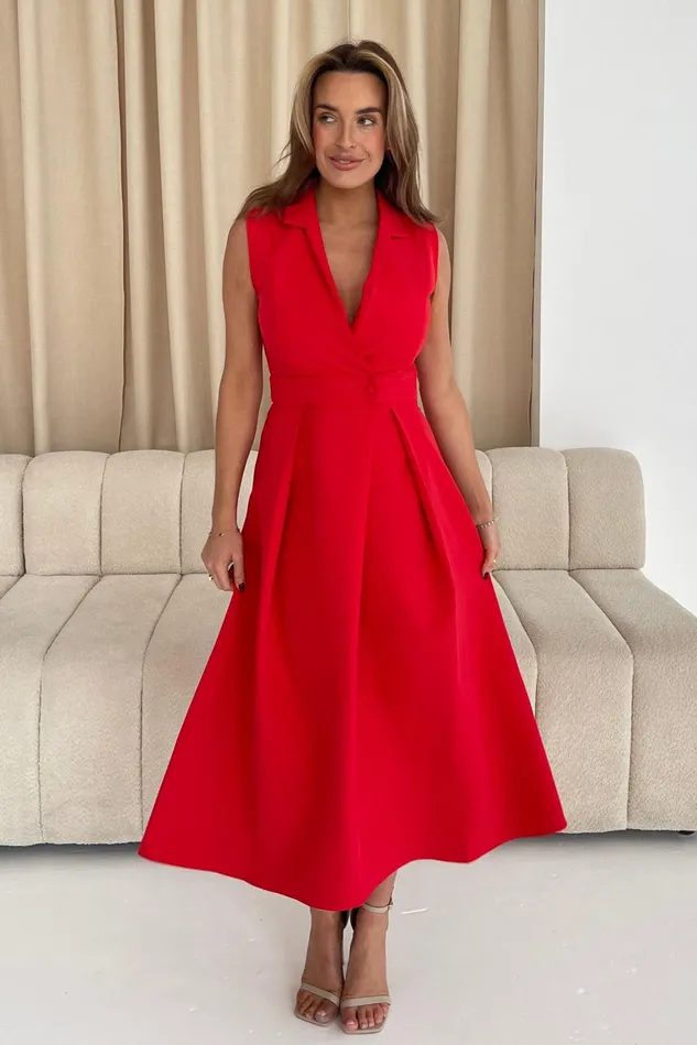 Girl In Mind Midi Dresses Cameron Collared Tailored Shirt Dress Red 8211 Women Girl In Mind Midi Dresses Cameron Collared Tailored Shirt Dress Red 8211 Women