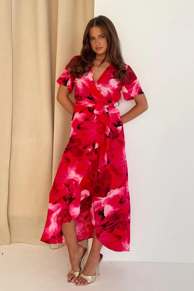 Girl In Mind Midi Dresses Farrah Pink Floral Frill Detail Maxi Dress 8211 Women Girl In Mind Midi Dresses Farrah Pink Floral Frill Detail Maxi Dress 8211 Women