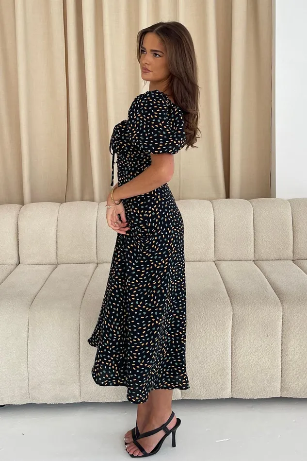 Girl In Mind Midi Dresses Jemima Square Neck Midi Dress Black Multi 8211 Women