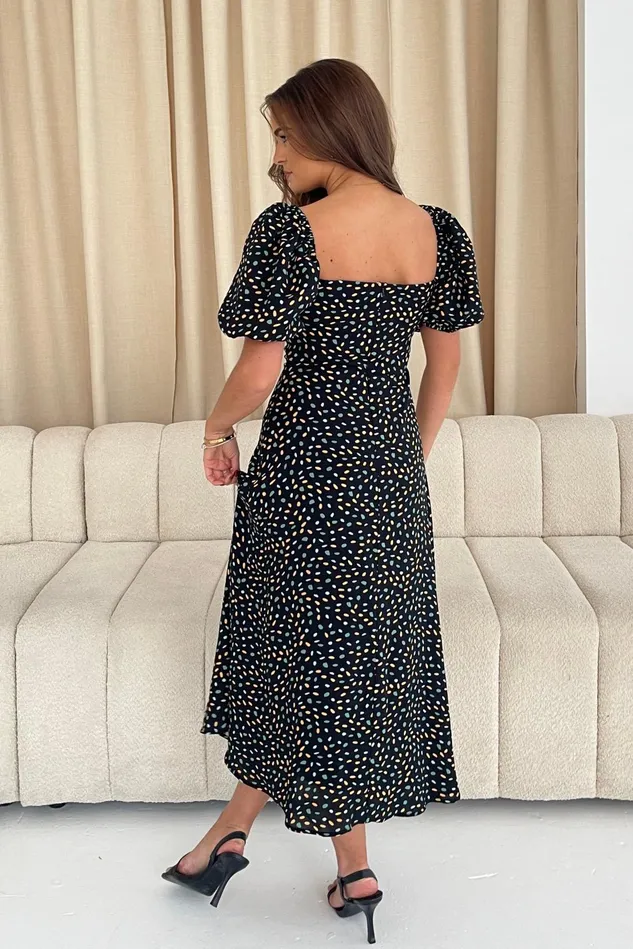 Girl In Mind Midi Dresses Jemima Square Neck Midi Dress Black Multi 8211 Women