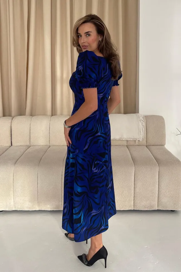 Girl In Mind Midi Dresses Lillian Blue Animal Sweetheart Midi Dress 8211 Women