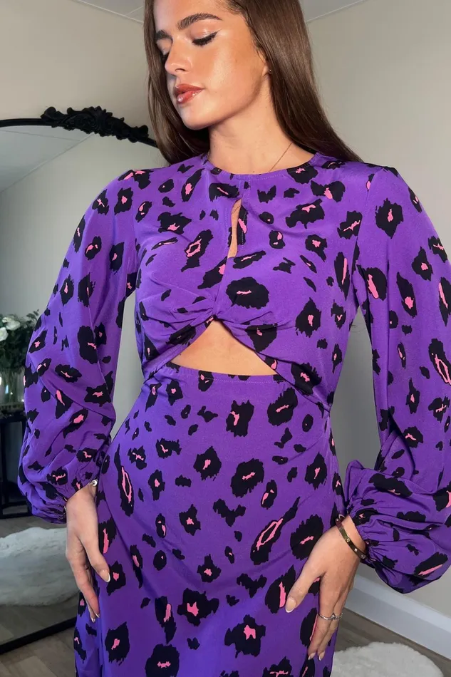 Girl In Mind Mini Dresses Clara Purple Leopard Print Mini Dress 8211 Women