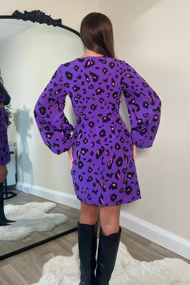 Girl In Mind Mini Dresses Clara Purple Leopard Print Mini Dress 8211 Women
