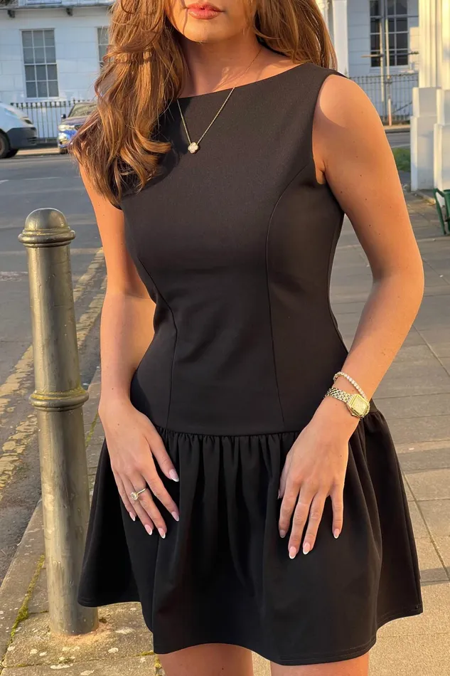 Girl In Mind Mini Dresses Codi Boat Neck Low Back Mini Dress Black 8211 Women