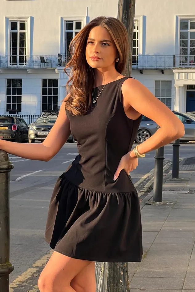 Girl In Mind Mini Dresses Codi Boat Neck Low Back Mini Dress Black 8211 Women