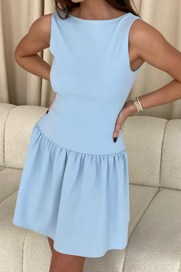 Girl In Mind Mini Dresses Codi Boat Neck Low Back Mini Dress Sky 8211 Women