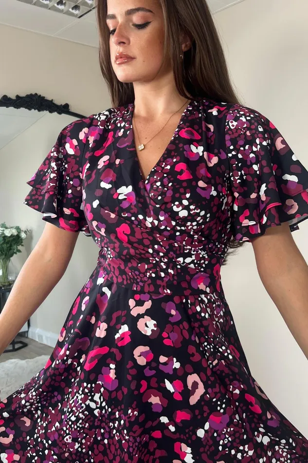 Girl In Mind Mini Dresses Gigi Angel Sleeve Wrap Front Mini Dress Purple Animal 8211 Women