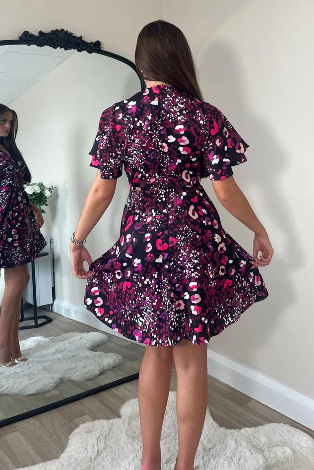 Girl In Mind Mini Dresses Gigi Angel Sleeve Wrap Front Mini Dress Purple Animal 8211 Women