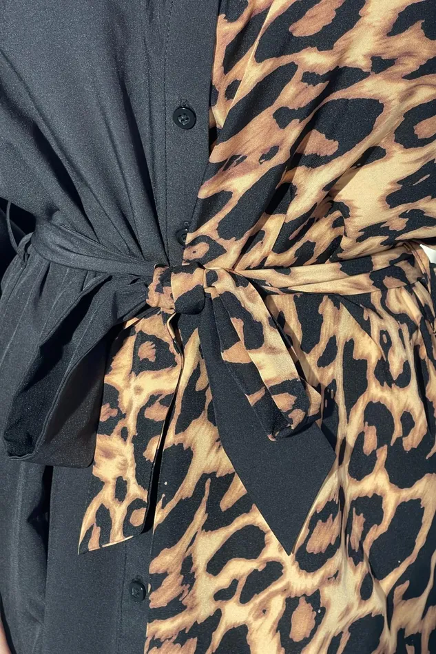 Girl In Mind Mini Dresses Nell Contrast Print Mini Shirt Dress In Leopard 8211 Women