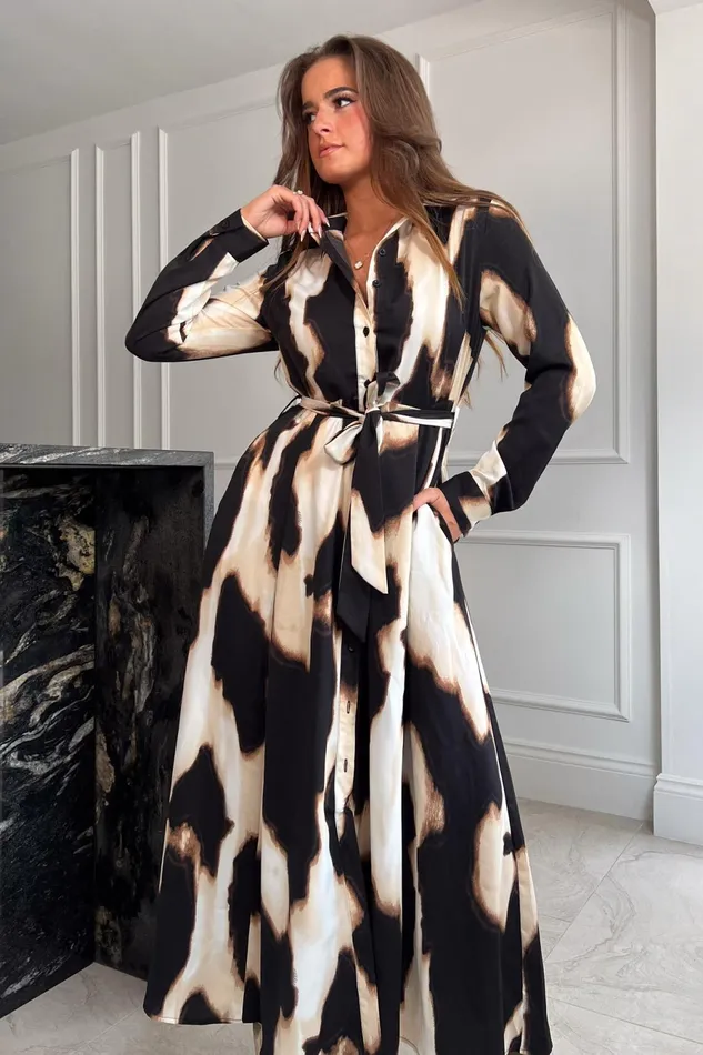 Girl In Mind Shirt Dresses Brielle Long Sleeve Shirt Dress Animal Print 8211 Women