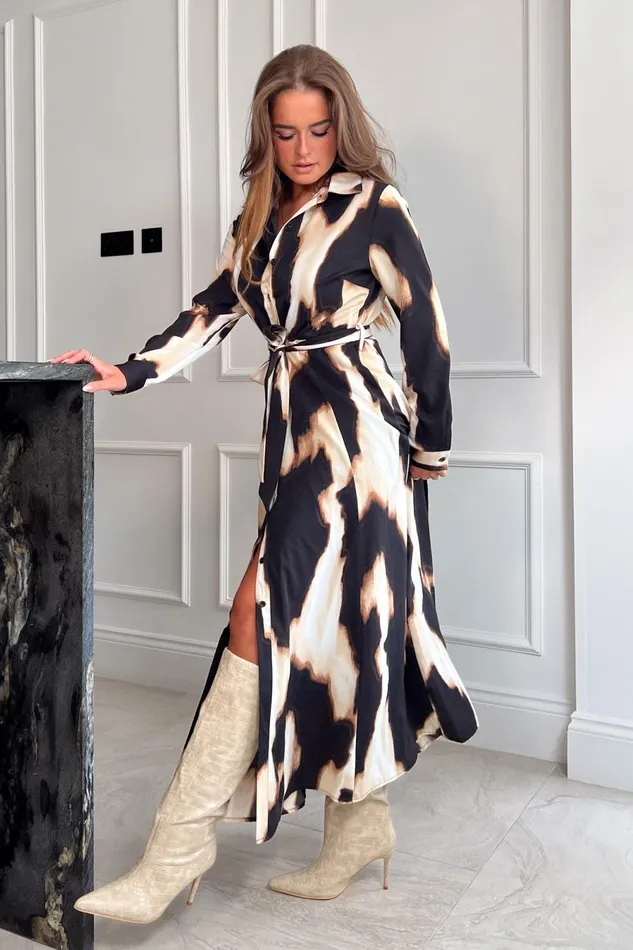 Girl In Mind Shirt Dresses Brielle Long Sleeve Shirt Dress Animal Print 8211 Women