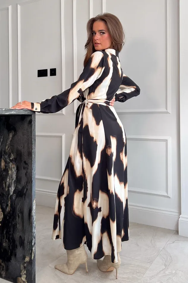 Girl In Mind Shirt Dresses Brielle Long Sleeve Shirt Dress Animal Print 8211 Women