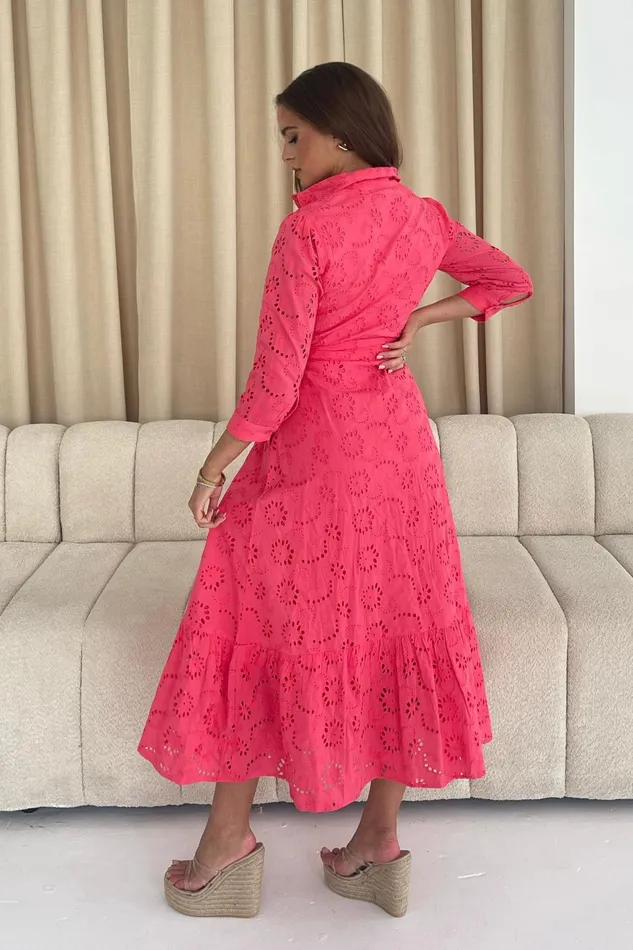 Girl In Mind Shirt Dresses Michelle Broidery Shirt Maxi Dress Coral 8211 Women