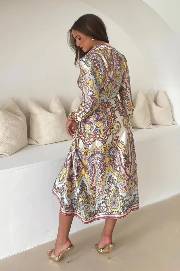 Girl In Mind Shirt Dresses Odette Red Paisley Print Tie Front Shirt Dress 8211 Women