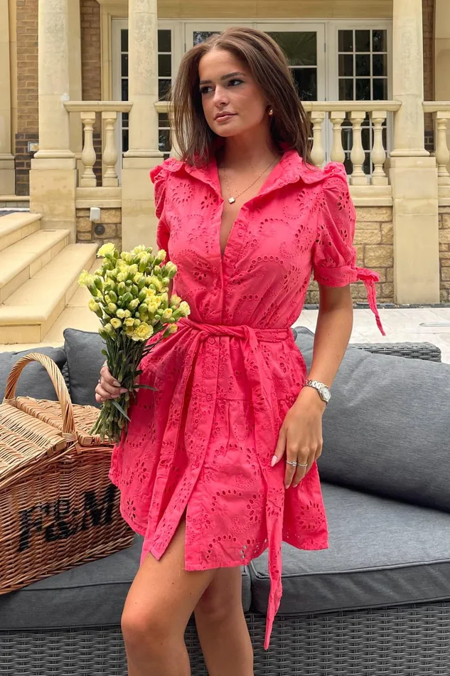 Girl In Mind Shirt Dresses Victoria Broidery Mini Shirt Dress Coral 8211 Women Girl In Mind Shirt Dresses Victoria Broidery Mini Shirt Dress Coral 8211 Women