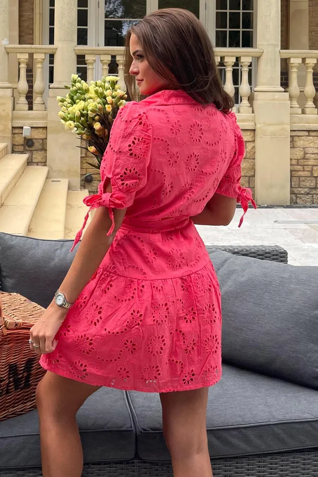Girl In Mind Shirt Dresses Victoria Broidery Mini Shirt Dress Coral 8211 Women