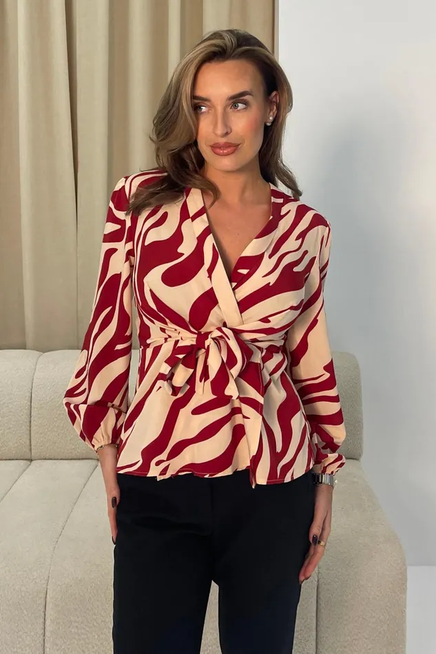 Girl In Mind Tops and Bodysuits Brooke Red Animal Print Tie Front Top 8211 Women Girl In Mind Tops and Bodysuits Brooke Red Animal Print Tie Front Top 8211 Women