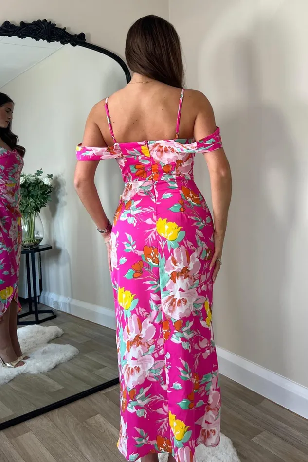 Girl In Mind Wrap Dresses Camila Pink Floral Wrap Over Midi Dress 8211 Women