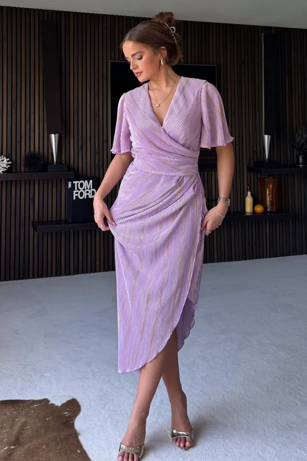 Girl In Mind Wrap Dresses Natasha Lilac Metallic Angel Sleeve Wrap Midi Dress 8211 Women Girl In Mind Wrap Dresses Natasha Lilac Metallic Angel Sleeve Wrap Midi Dress 8211 Women