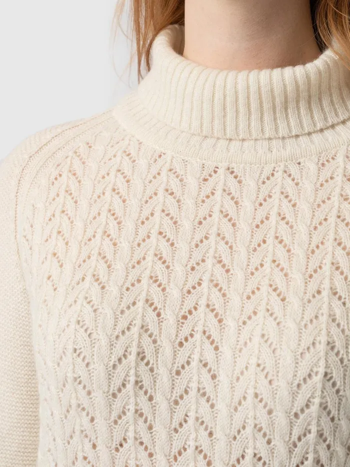 Glen Cable Knit Sweater 8211 Cream Cream Women Saint And Sofia Knitwear