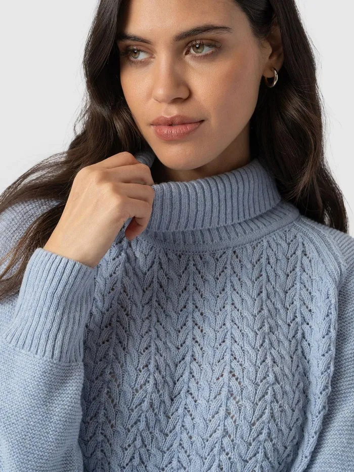 Glen Cable Knit Sweater 8211 Pale Blue Pale Blue Women Saint And Sofia Knitwear