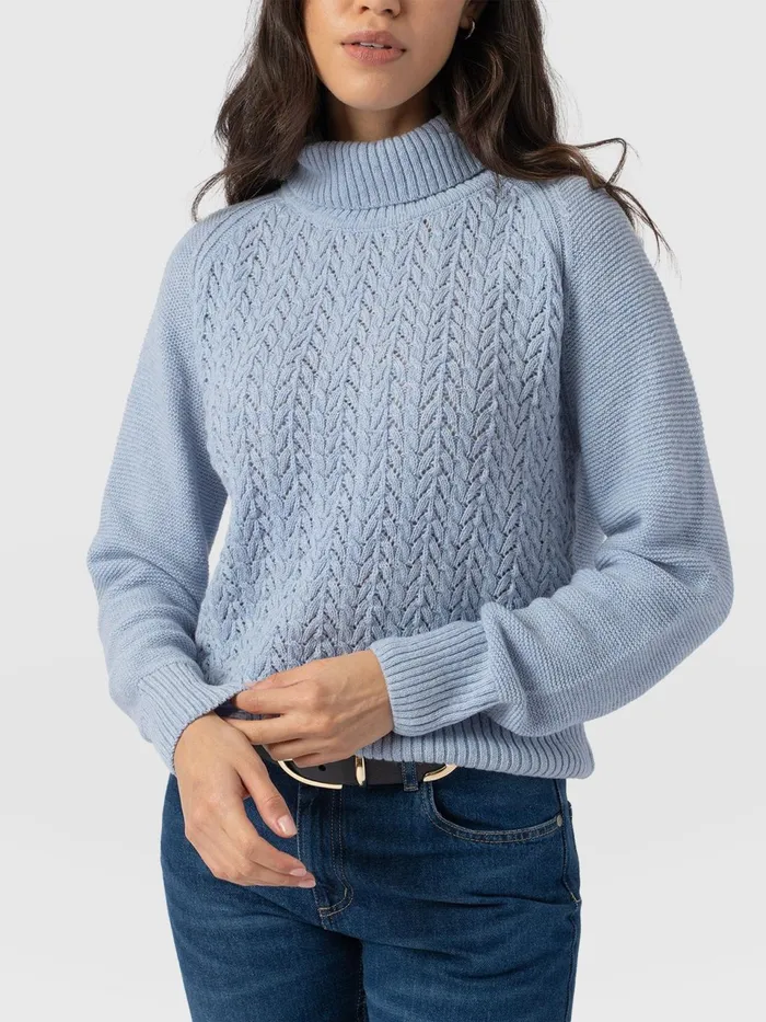 Glen Cable Knit Sweater 8211 Pale Blue Pale Blue Women Saint And Sofia Knitwear