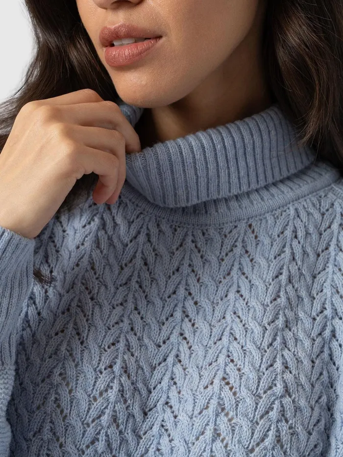 Glen Cable Knit Sweater 8211 Pale Blue Pale Blue Women Saint And Sofia Knitwear