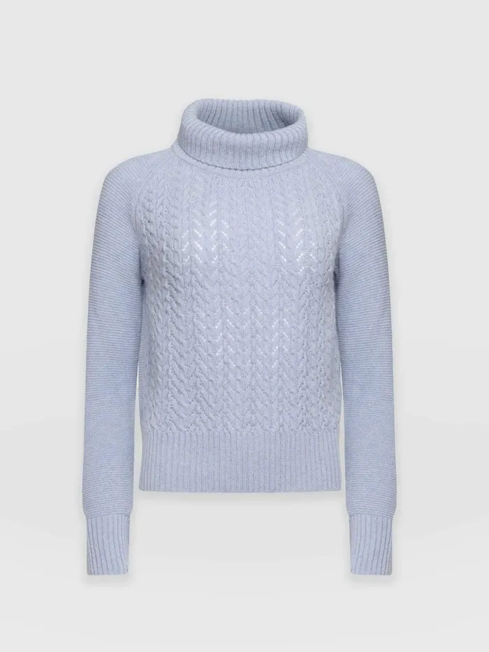 Glen Cable Knit Sweater 8211 Pale Blue Pale Blue Women Saint And Sofia Knitwear