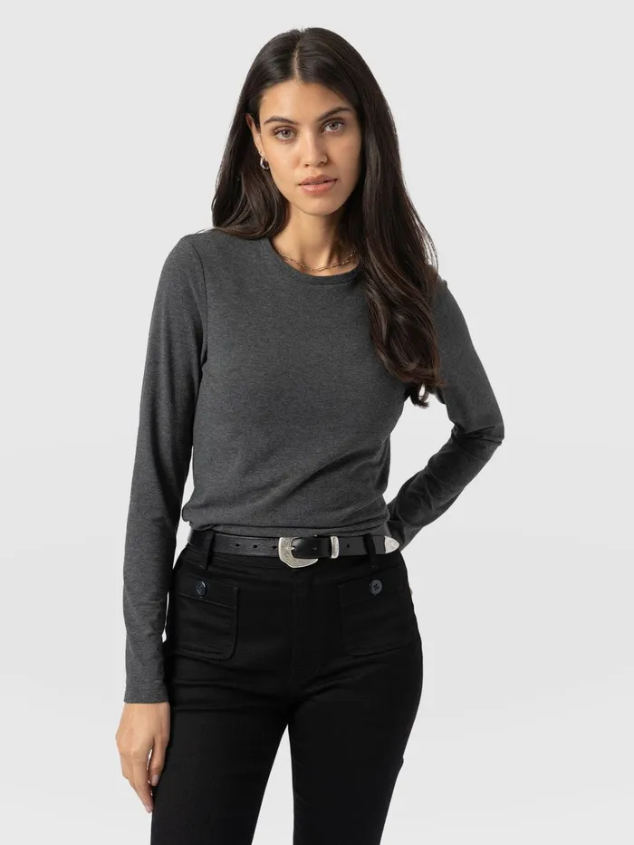 Glen Crew Neck Tee 8211 Charcoal Charcoal Women Saint And Sofia TShirts and Tanks Glen Crew Neck Tee 8211 Charcoal Charcoal Women Saint And Sofia TShirts and Tanks