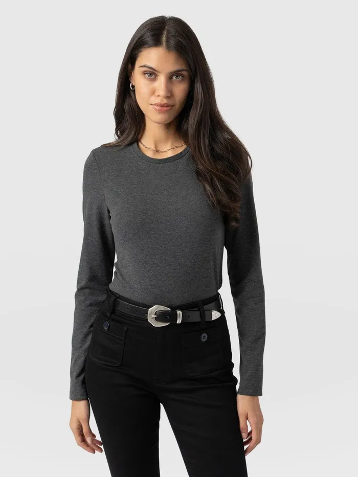 Glen Crew Neck Tee 8211 Charcoal Charcoal Women Saint And Sofia TShirts and Tanks